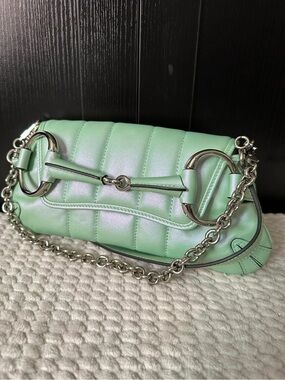 Mint Green Quilted Chain Shoulder Bag